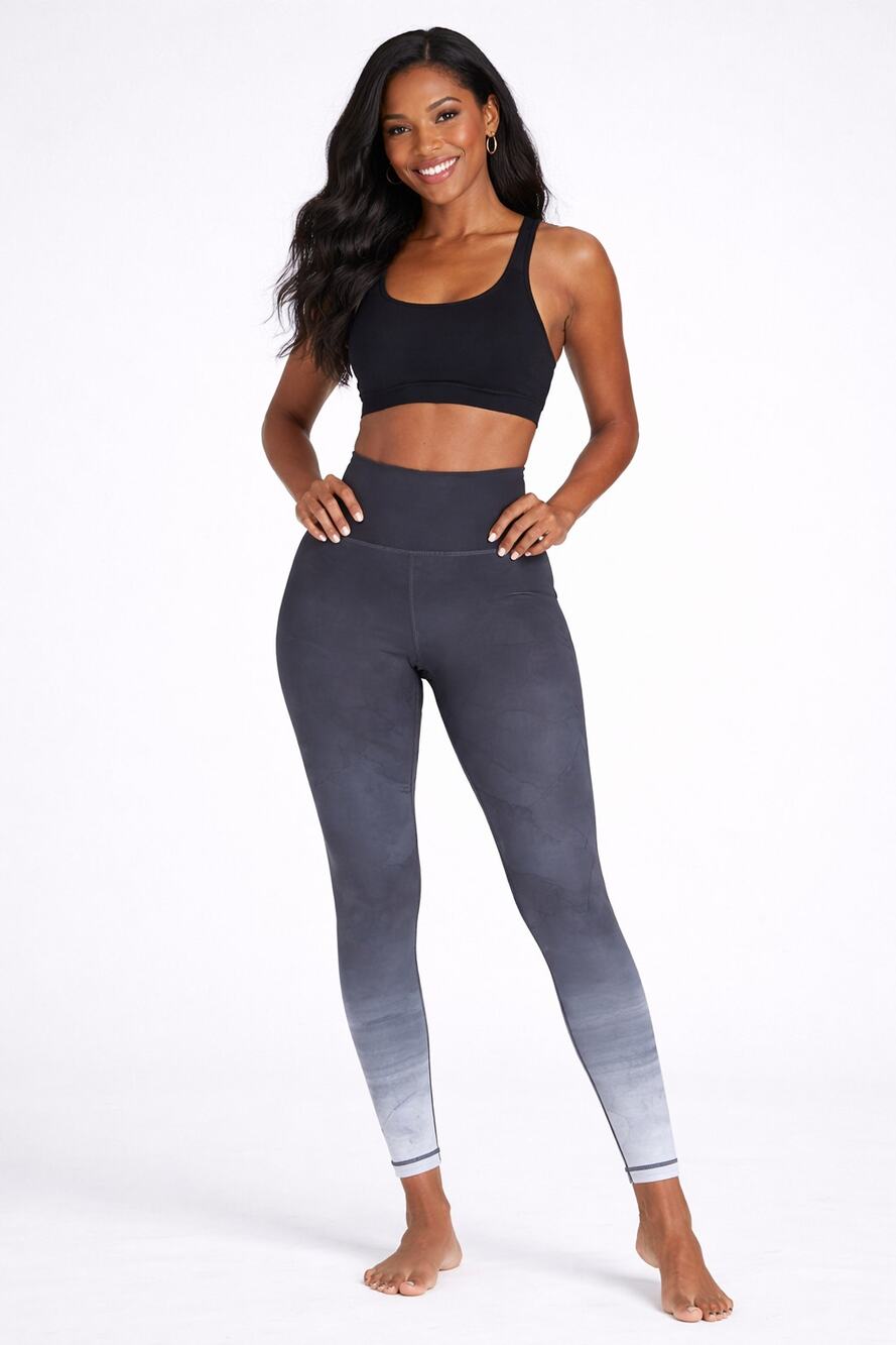 Sol Mane Womens Black Charcoal Lagoon Mudra Full Leggings Pull On Size XL NWT